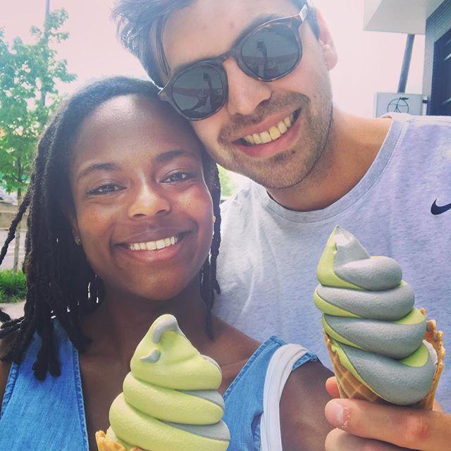 Celebrating a sunny day with Matcha soft serve in Atlanta!
