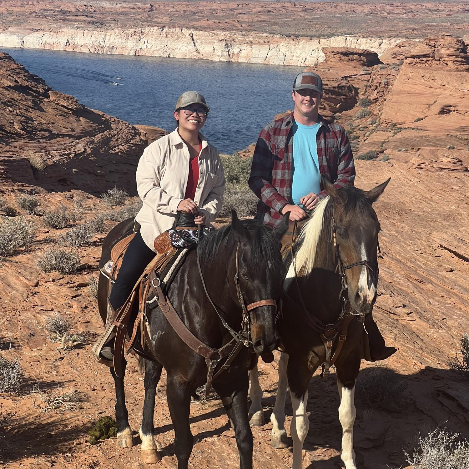 In Arizona, we did Tali's favorite activity: horseback riding. Scott cantered for the first time. He got scared.