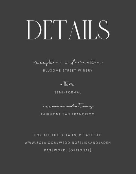 Garrett | Dark Charcoal | Zola Wedding Enclosure Cards