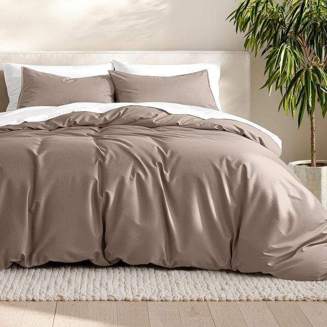 Bare Home Bedding Duvet Cover Oversized Queen - Premium 1800 Super Soft Collection - Lightweight, Cooling - Soft Breathable Bedding Duvet Cover (Oversized Queen, Taupe)
