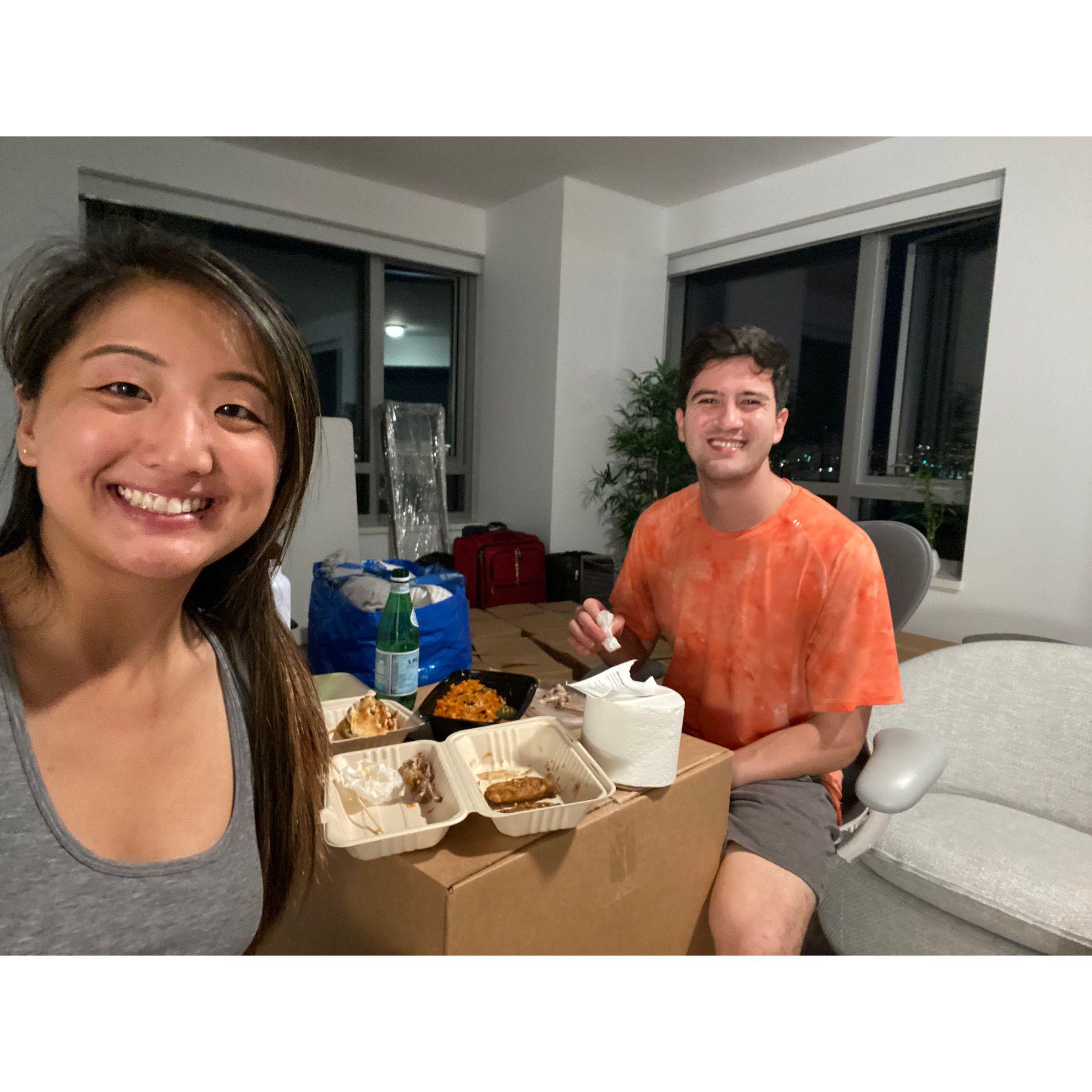 First dinner in our SF apartment together