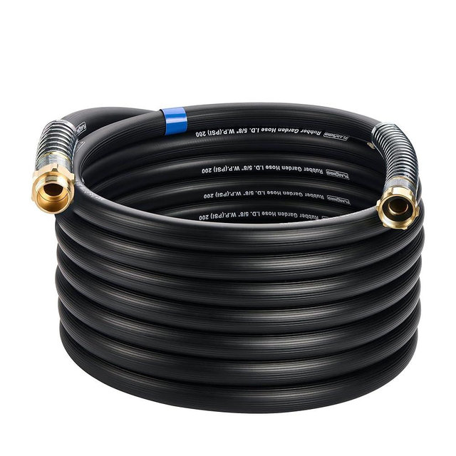 Flaronro 5/8 IN. × 50FT. Heavy Duty Rubber Garden Hose, High Flow 5/8" I.D. Brass Fitting No Memory Durable Heavy Duty Water Hose for Watering, Irrigation, Water Transfer Pump
