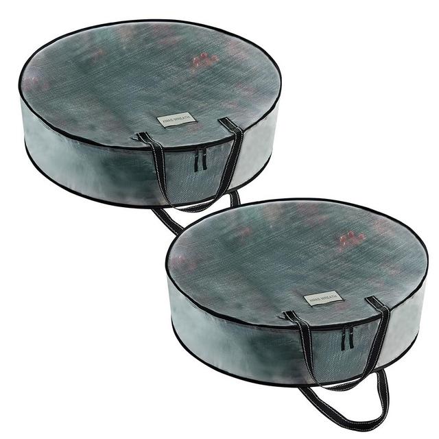 VENO 2 Pack Front Door Wreath Storage Container For Summer - 24 Inch Clear Wreath Bag, Christmas Garland Decoration Organizers with Zipper and Durable Handles (Clear, 24"-2 Pack)