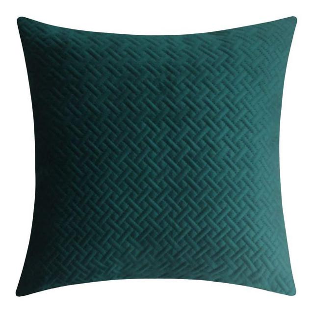 Artcest Decorative Velvet Bed Throw Pillow Case, Sofa Soft Quilted Pattern, Comfortable Couch Cushion Cover, 20"x20", Teal, Pack of 1