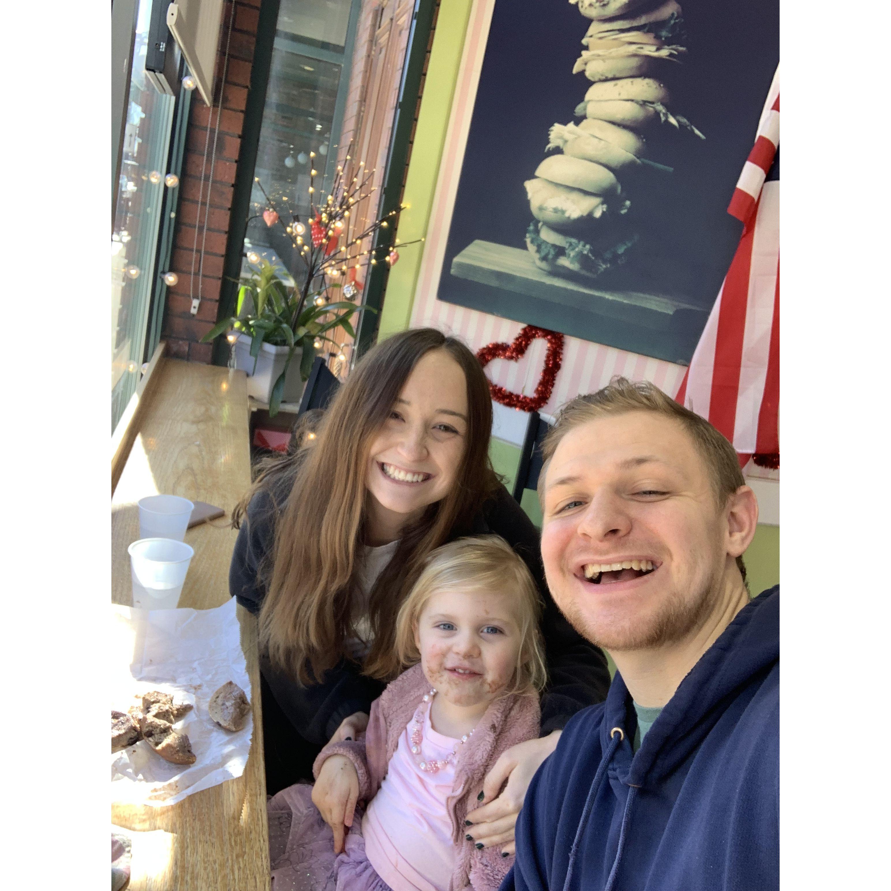 Our birthday gift to Elie (Zack's niece) was breakfast date at county farm bagel.