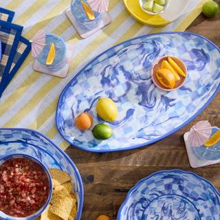 Check Melamine Oval Platter