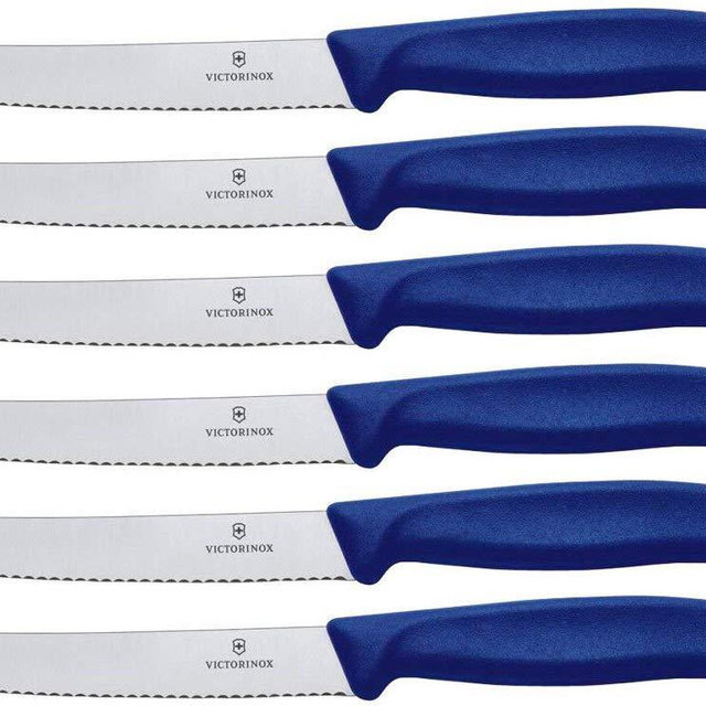 Victorinox Swiss Classic Tomato and Table Set, 6 Pieces Paring Knife, Set of 6, Blue