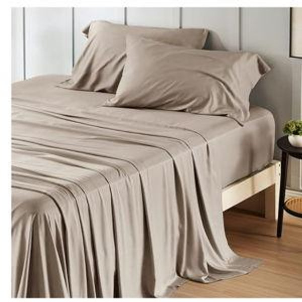Bedsure King Size Sheets Set, Cooling Sheets for Hot Sleepers, Rayon Derived from Bamboo, Breathable & Soft, Deep Pocket Up to 16 Inches, Hotel Luxury Silky Bedding, Simply Taupe