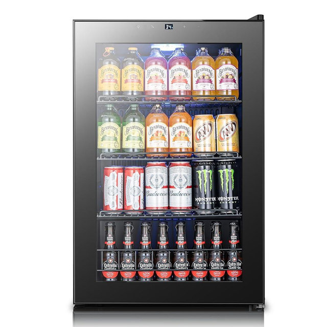 Yeego Beverage Refrigerator Cooler, 155 Cans Mini Fridge with Glass Door Beverage Fridge with Adjustable Shelves for Soda Beer or Wine, Beverage Cooler with Digital Temperature Control for Home Office