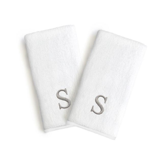 Linum Home Textiles Monogrammed "S" Block Font Letter Bridal Hand Towel (Set of 2)