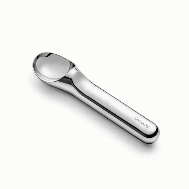 Caraway Home Stainless Steel Ice Cream Scoop: Solid Kitchen Spoon, Hand Wash, Silver, 7.2" Handle & Head Length