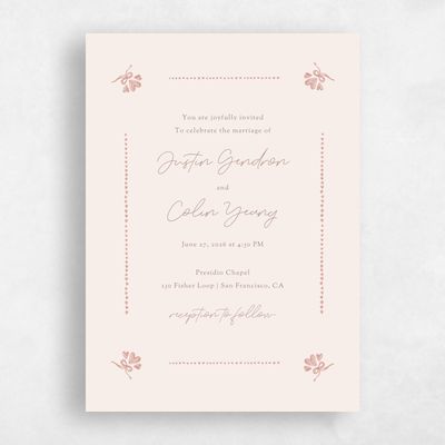Deep Blush, Pink Wedding Invitation - Coeur Portrait