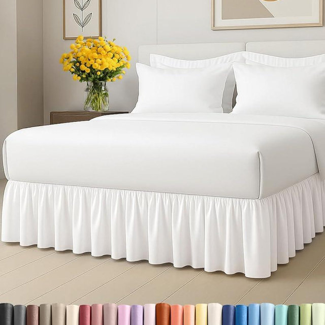 Bedskirt Queen Size Ruffle - 15 inch Drop Dust Ruffle Bed Skirt with Platform - Ultra-Soft Premium Hotel Quality - Wrinkle Free, Fade & Shrink Resistant - for Women, Men, Kids & Teens - Antique White