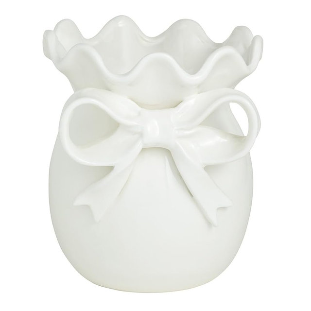Mud Pie Large Stoneware Bow Vase