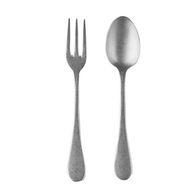 Vintage Italian Stainless Steel Serving Set, Set of 2 - Silver