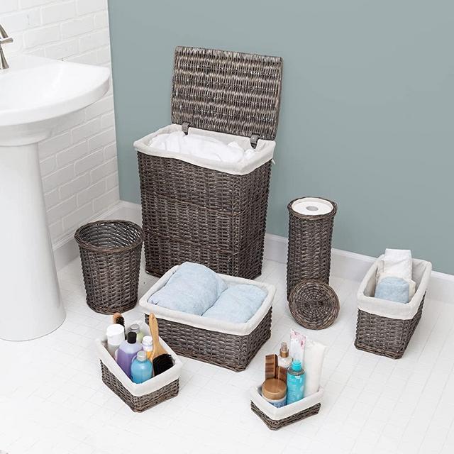 Honey-Can-Do 7-Piece Split Willow Woven Bathroom Storage Basket Set, Gray HMP-09358 Grey
