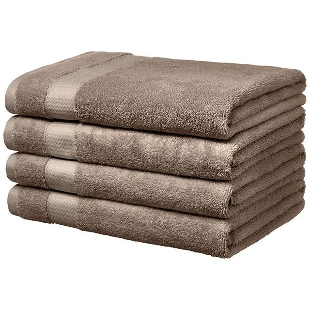 AmazonBasics Everyday Bath Towels, Set of 4, Taupe, 100% Soft Cotton, Durable