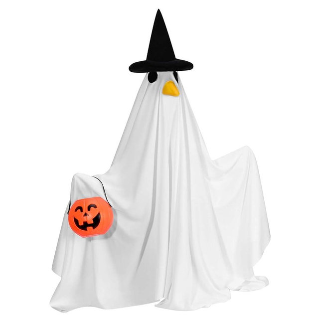 GANSHAYA Ghost Goose Outfit Halloween Porch Goose Outfits Lawn Porch Clothes, Fits 23" Cement Plastic Goose Statue for Fall Outdoor Garden Yard Patio Statue Art Decor