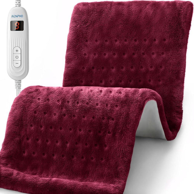 RENPHO XL Electric Heating Pads, King Size Heating Pad for Back Pain & Cramps Relief, FSA Eligible HSA Store, Christmas Gifts for Women Men Mom Dad, ETL Certified, Auto Shut Off, 12" x 24" Red