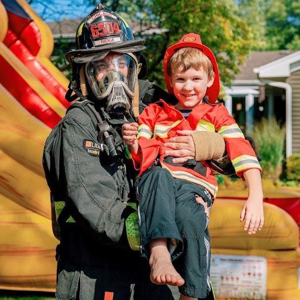 Nolan's 5th Birthday party with Firefighter Wes