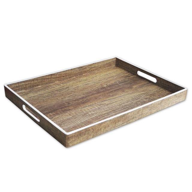 American Atelier Poplar Finish Rectangular Tray with White Rim