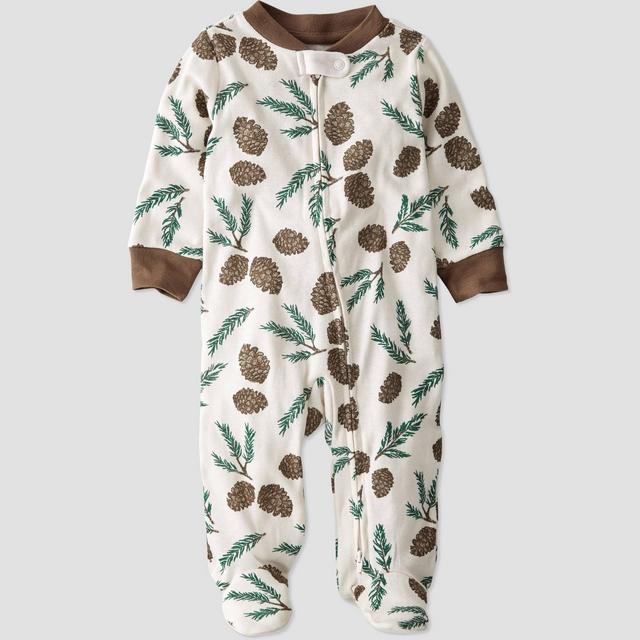 Baby Boys' Organic Cotton Pine Cone Sleep N' Play - little planet by carter's White/Brown 9M