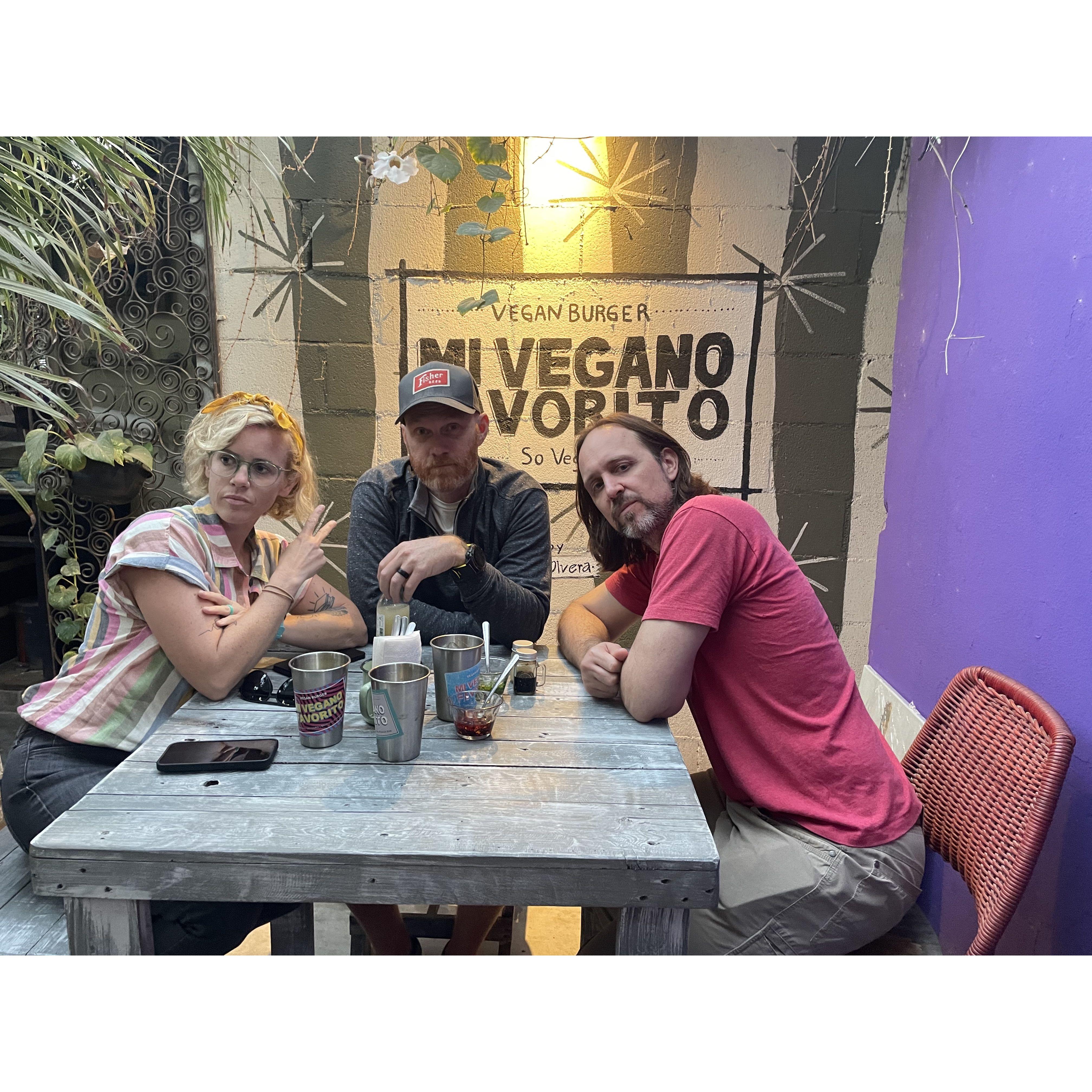 Nat, Bryan, and Sean supporting local vegan enterprise