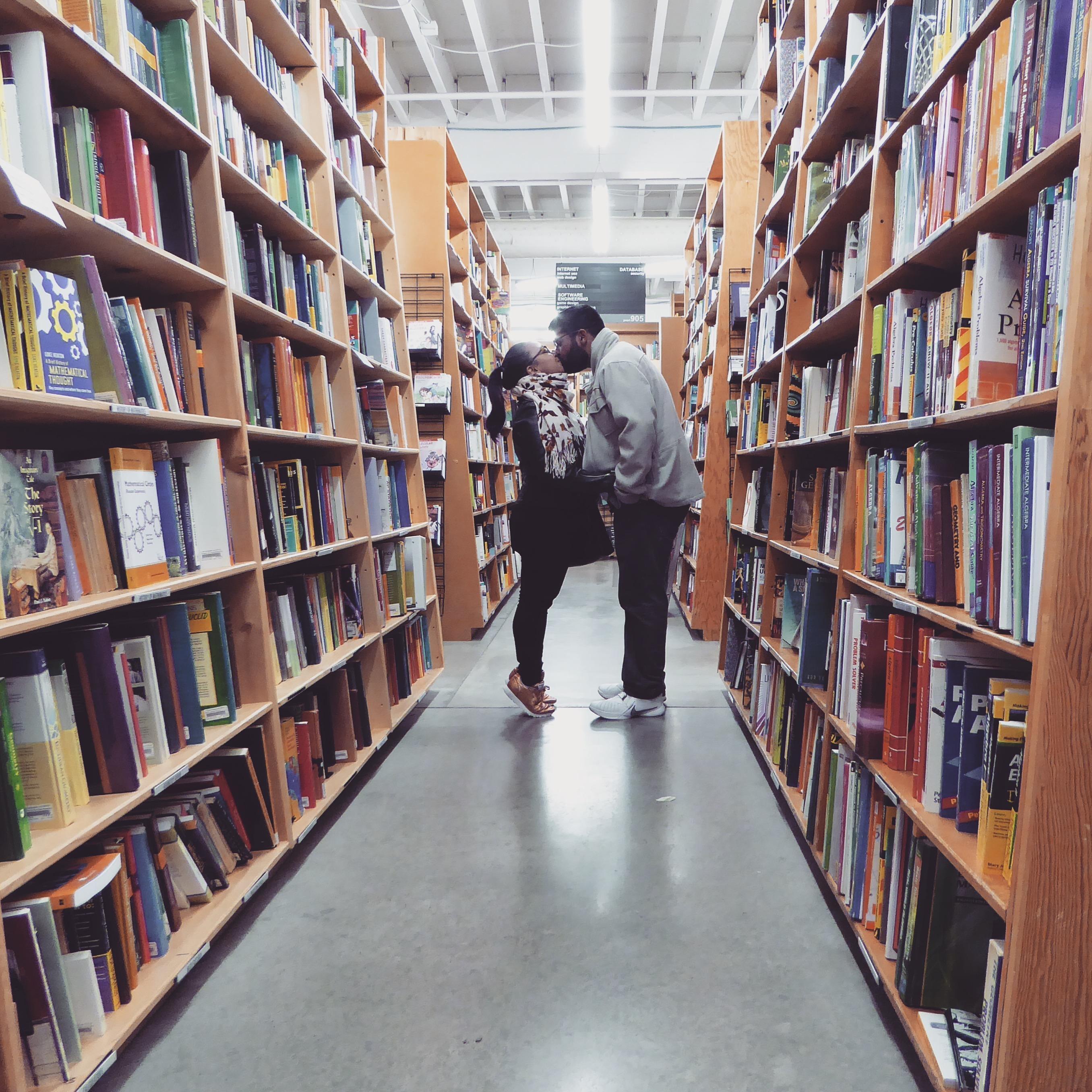 Private peck in Powell's in Portland