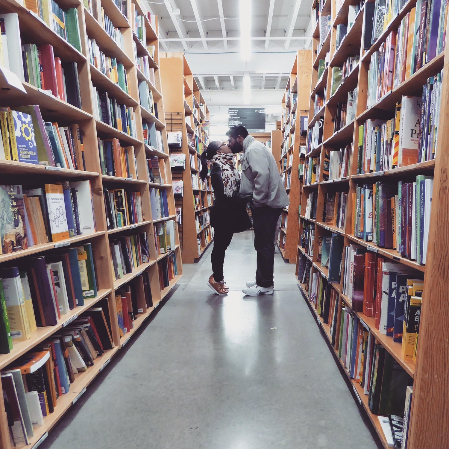 Private peck in Powell's in Portland