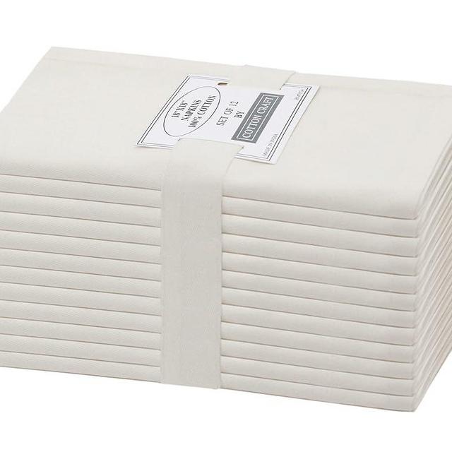 COTTON CRAFT Cloth Napkin - Set of 12-100% Cotton Twill Table Napkins - Everyday Lunch Dinner Napkin Holiday Christmas Spring Summer Birthday Party Gift - Soft Washable Reusable Napkin -18x18- Ivory