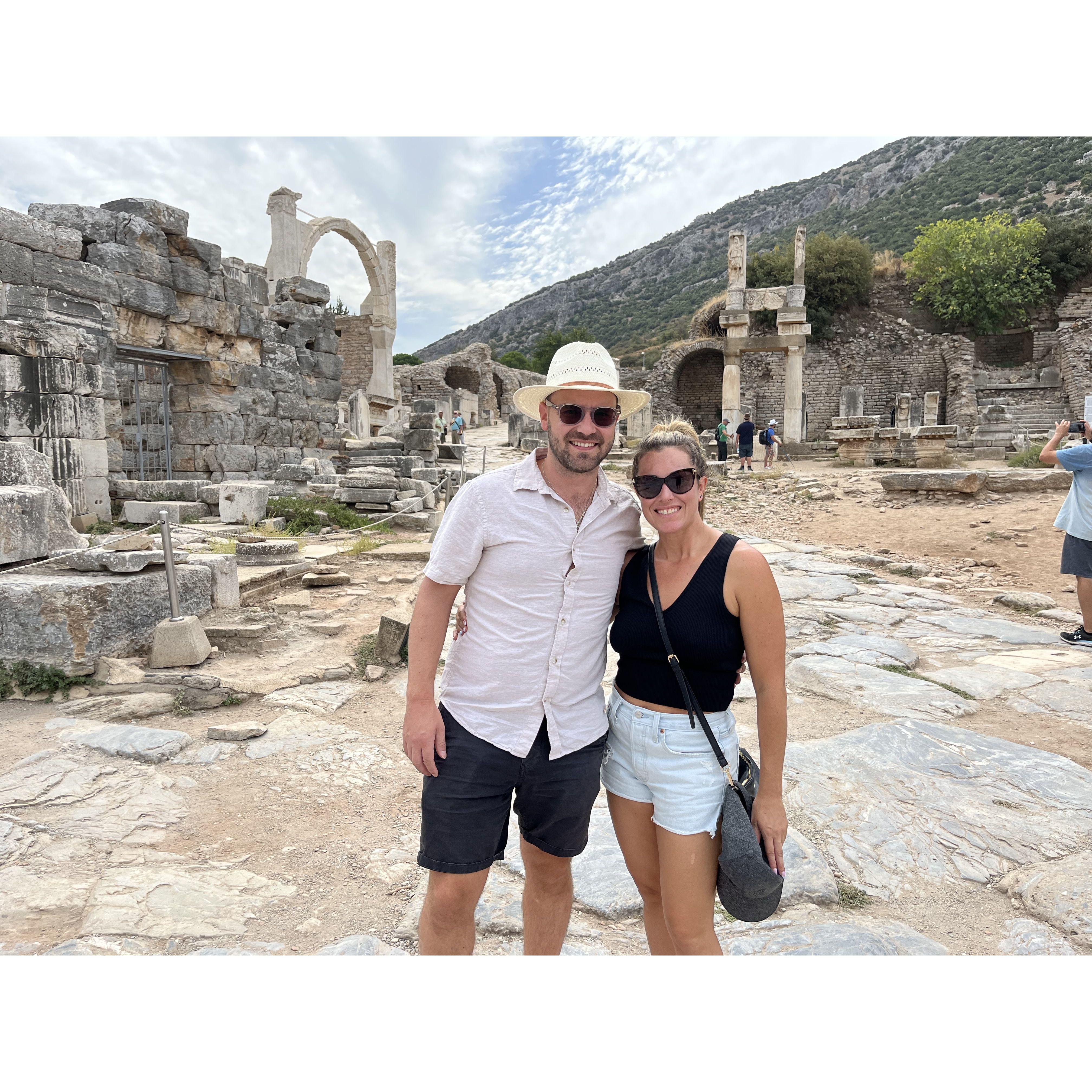 Sightseeing Ephesus Ancient Roman Ruins in Turkey.