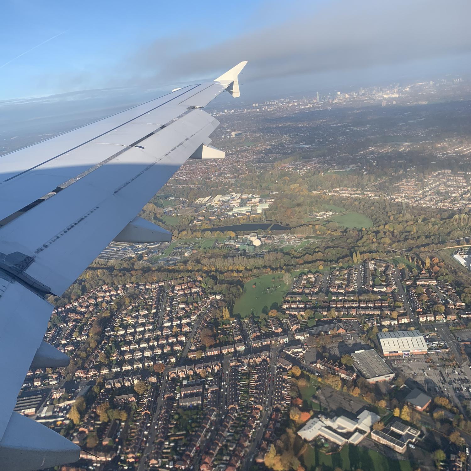 Flying into Manchester, England the first time.