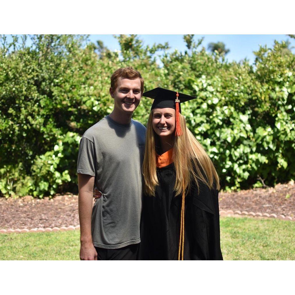 Emily's backyard master's graduation during COVID