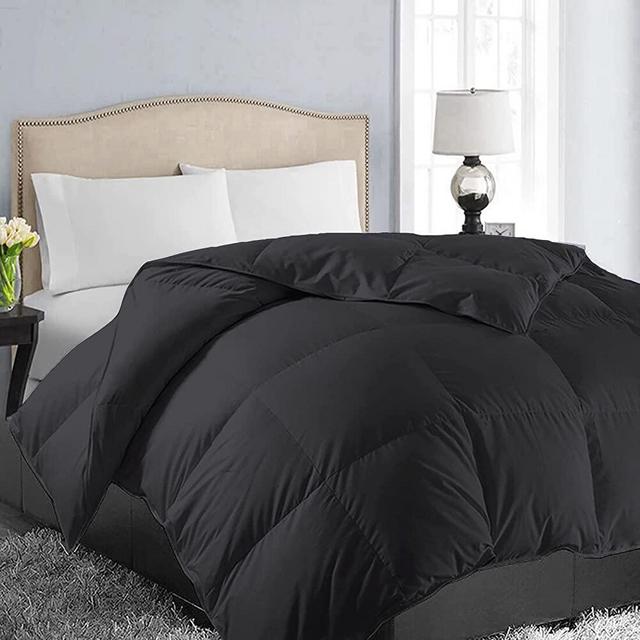 EASELAND All Season Queen Size Soft Quilted Down Alternative Comforter Reversible Duvet Insert with Corner Tabs,Winter Summer Warm Fluffy ,Black,88x88 inches
