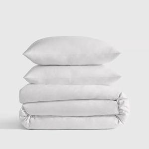 Organic Crisp Percale Duvet Cover Set - King/Cal King, White