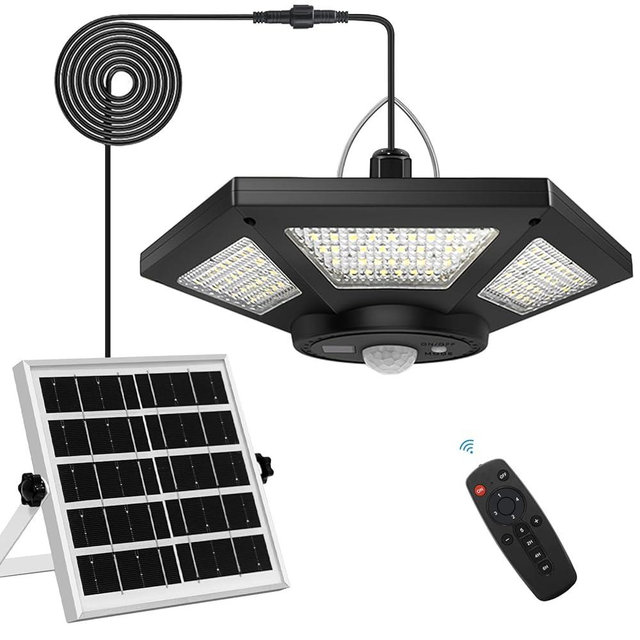 AEQ Solar Shed Light Indoor Outdoor Work in Daytime with Remote Control, 360° Lighting Waterproof Solar Indoor Lights with Motion Sensor/Timer/5 Modes for Home Garage Barn