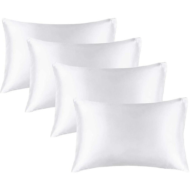 BEDELITE Satin Pillowcase for Hair and Skin, Queen Pillow Cases 4 Pack Super Soft Silky White Pillow Case with Envelope Closure (20x30 Inches)