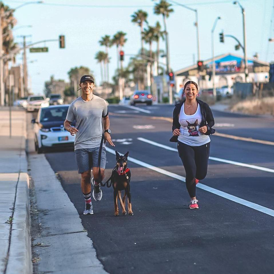 Doing what we love; running with our pup.