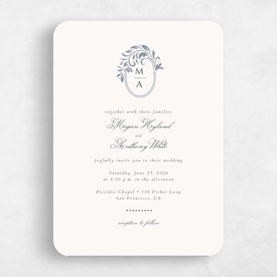 Blue Rounded Wedding Invitation - Palais Classic