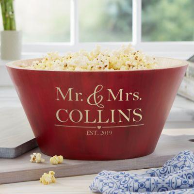 The Wedding Couple Personalized Red Bamboo Bowl- Large