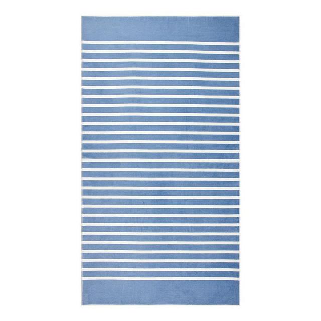 Chambray Ground/White Cabana Striped Organic Beach Towel