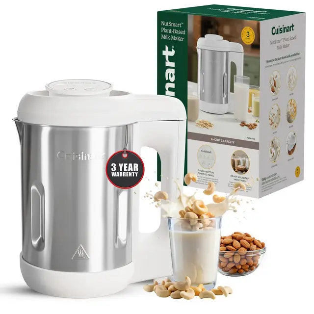 Cuisinart NutSmart 50 Oz Stainless Steel Nut Milk Maker Machine Fast 60 Second Almond Oat Soy Milk Maker
