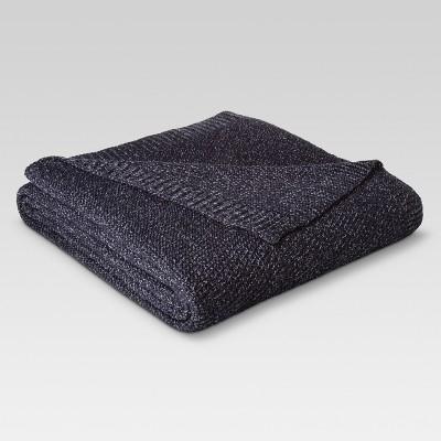 King Sweater Knit Bed Blanket Navy/Sour Cream - Threshold™