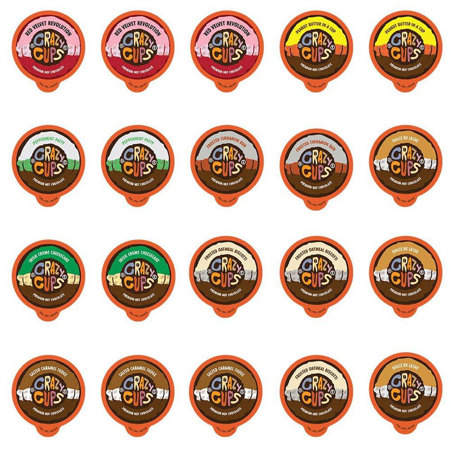 Crazy Cups Seasonal Premium Hot Chocolate Single Serve Cups for Keurig K Cup Brewers Variety Pack Sampler, 20 Count