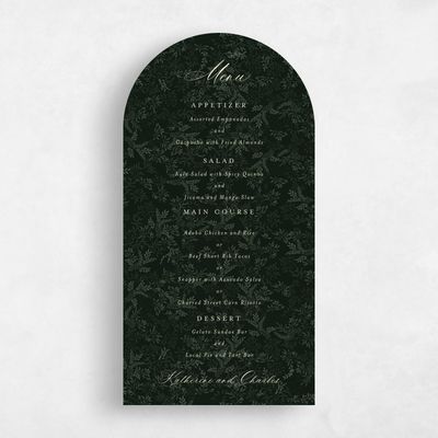 Green Arch Wedding Menu - Emma