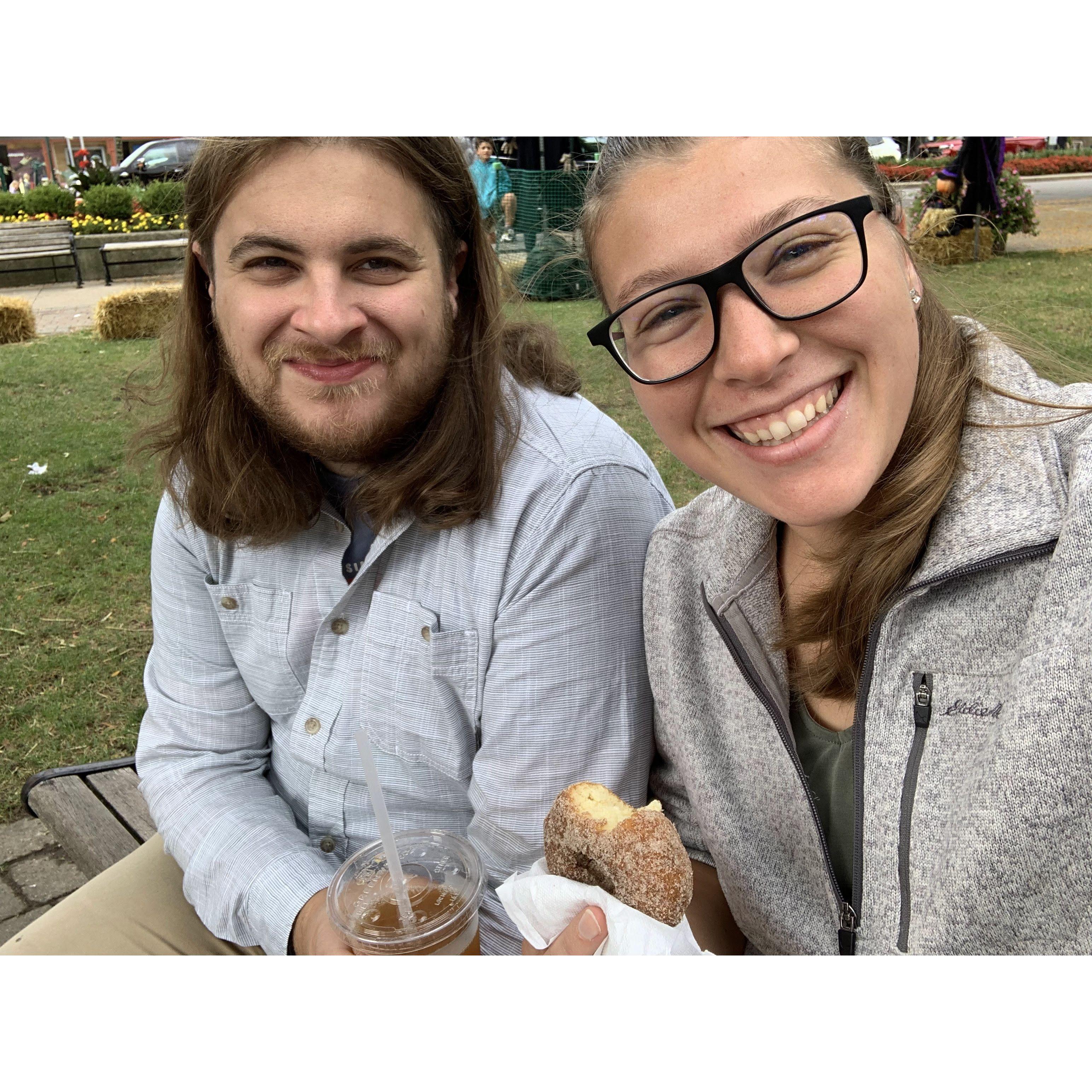 Walking to downtown Plymouth and enjoying some snacks in Kellogg Park. One of our favorite weekend activities!
