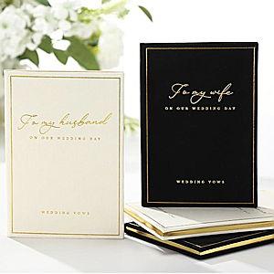 2 Pcs Vow Books to Husband Wife Wedding Book with Gold Foil Lettering Lined Page Hard Cover Vow Book Engagement Gift for Groom Newly Engaged Couple Wedding Must Have(Black-White)