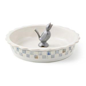 MacKenzie Childs | Sterling Check Everyday Pie Plate with Pie Bird