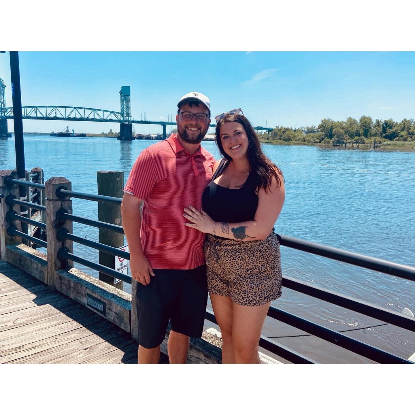 Our first weekend trip together in Wilmington, North Carolina where we spent the time strolling the riverwalk, stealing kisses, and daydreaming about our forever.