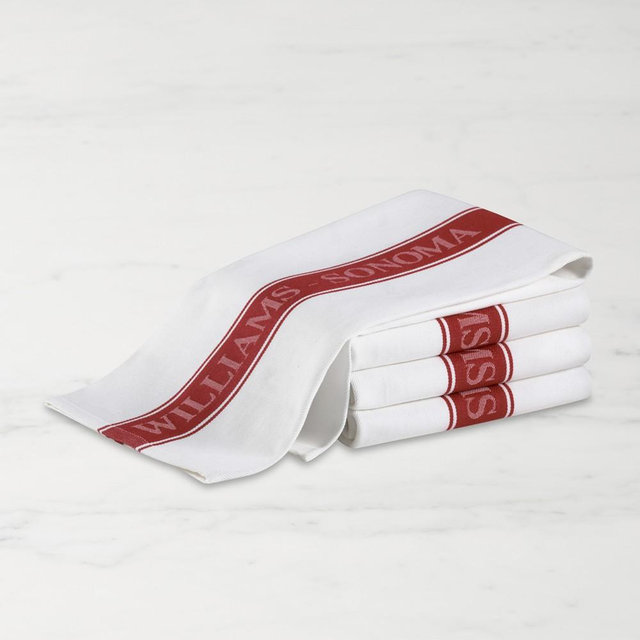 Williams Sonoma Classic Logo Towels, Set of 8, Claret Red